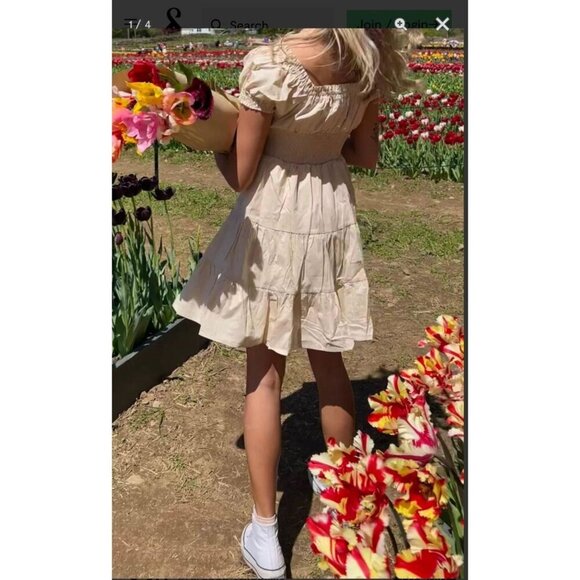 PRINCESS POLLY Dress Smocked Waist Mini Daniella Dress in Cream Size 6 - Picture 8 of 8